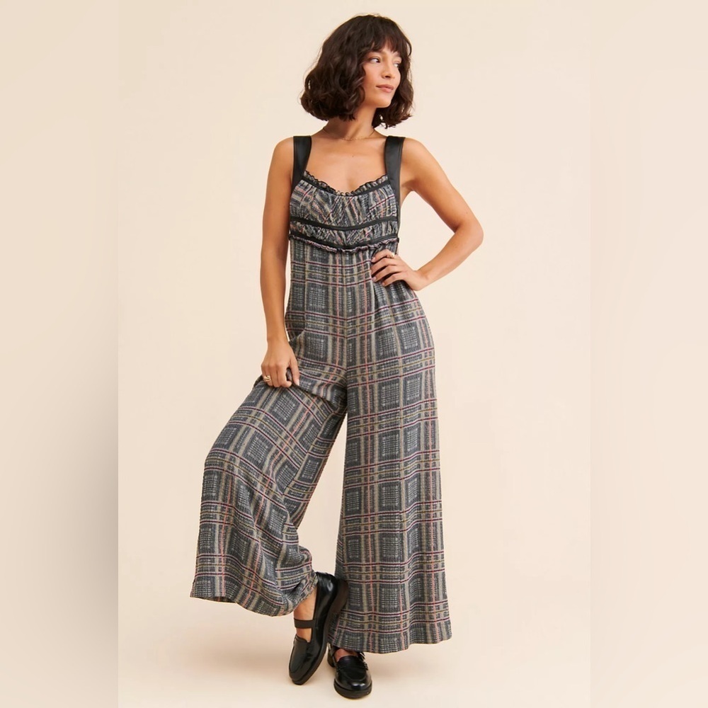 Nwt Free People Marley Plaid One-Piece Jumpsuit - Picture 2 of 13
